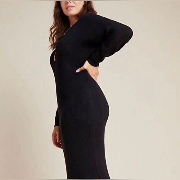 NWOT Daily PRACTICE for Anthropologie black knit midi dress size L - Picture 2 of 8